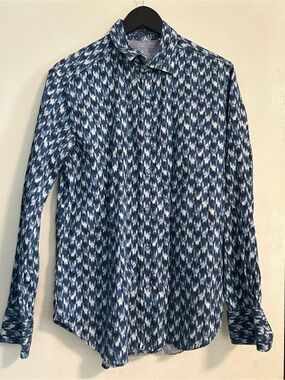 Robert Graham Blue Multi-Pattern Long-Sleeve Dress Shirt